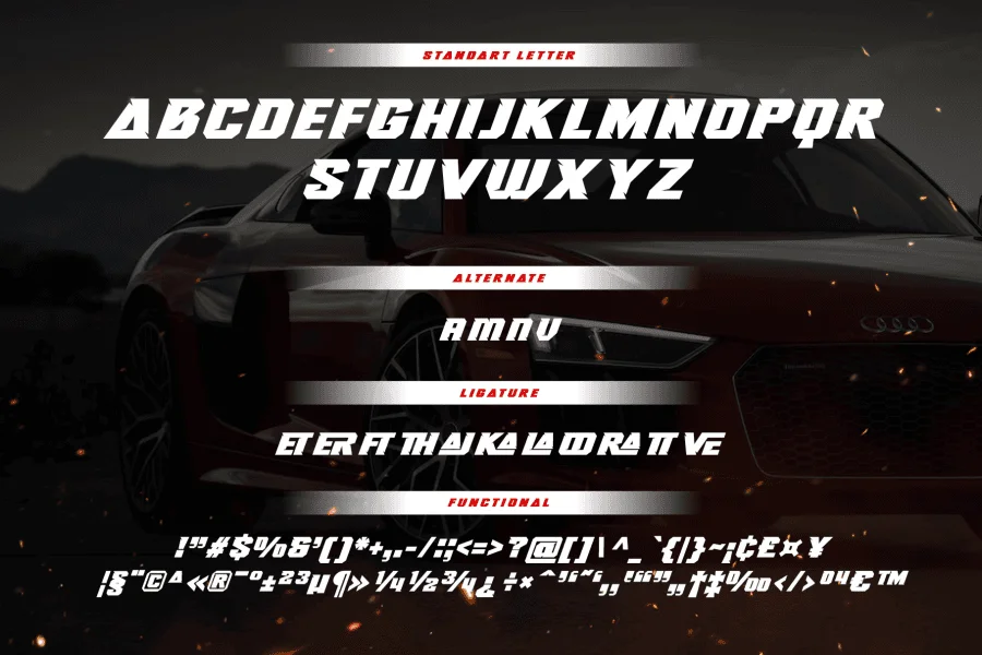 Rush Driver Font preview 14