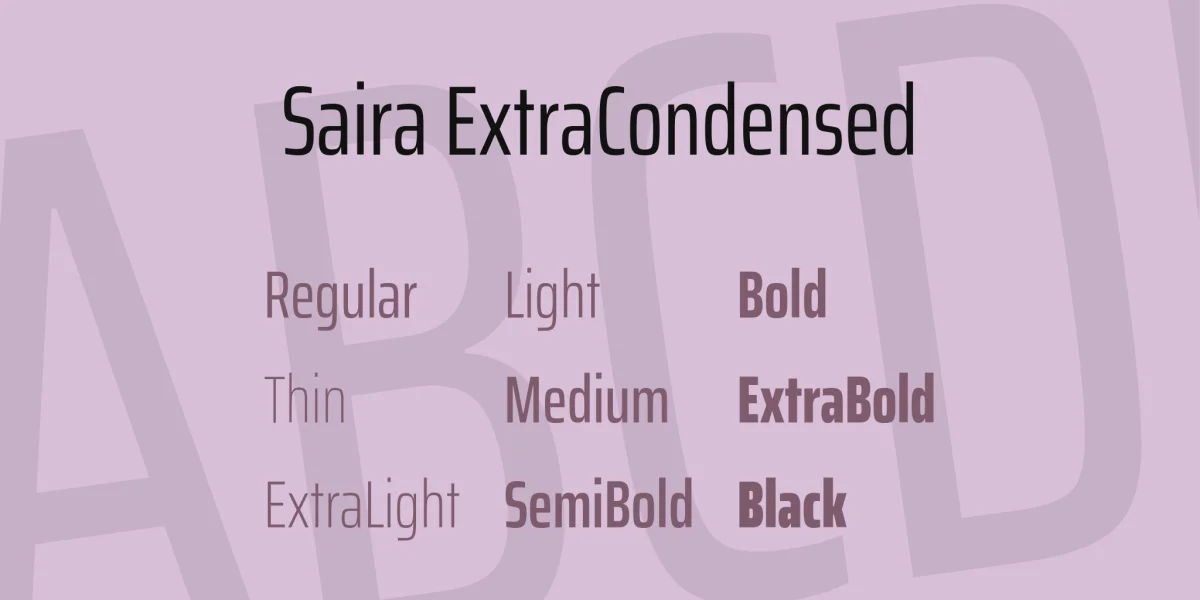 Saira ExtraCondensed Font Family