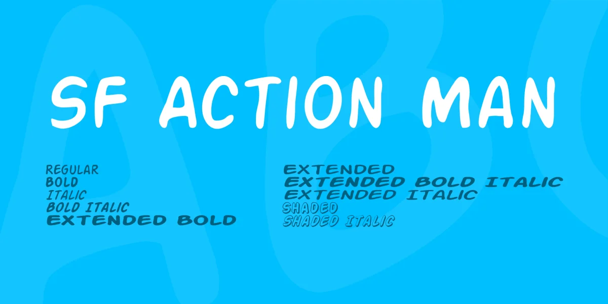 SF Action Man Font Family preview 2