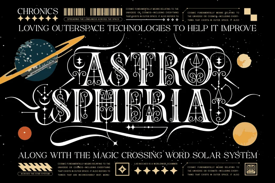 Siren cosmic Font preview 2