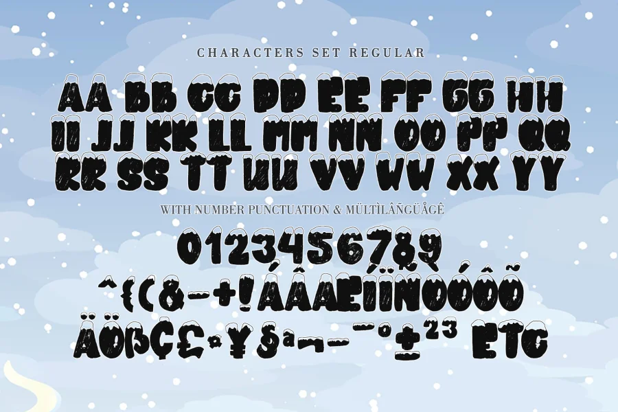 snowkybrush Font preview 9