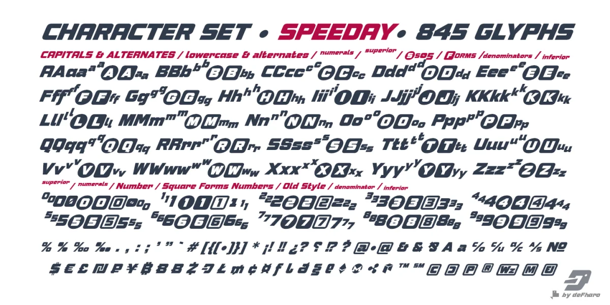 Speeday Font Family preview 2