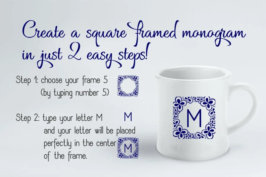Square Monogram Frames Font preview 2