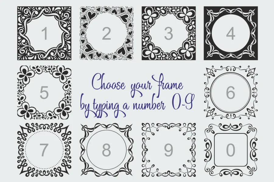 Square Monogram Frames Font preview 3
