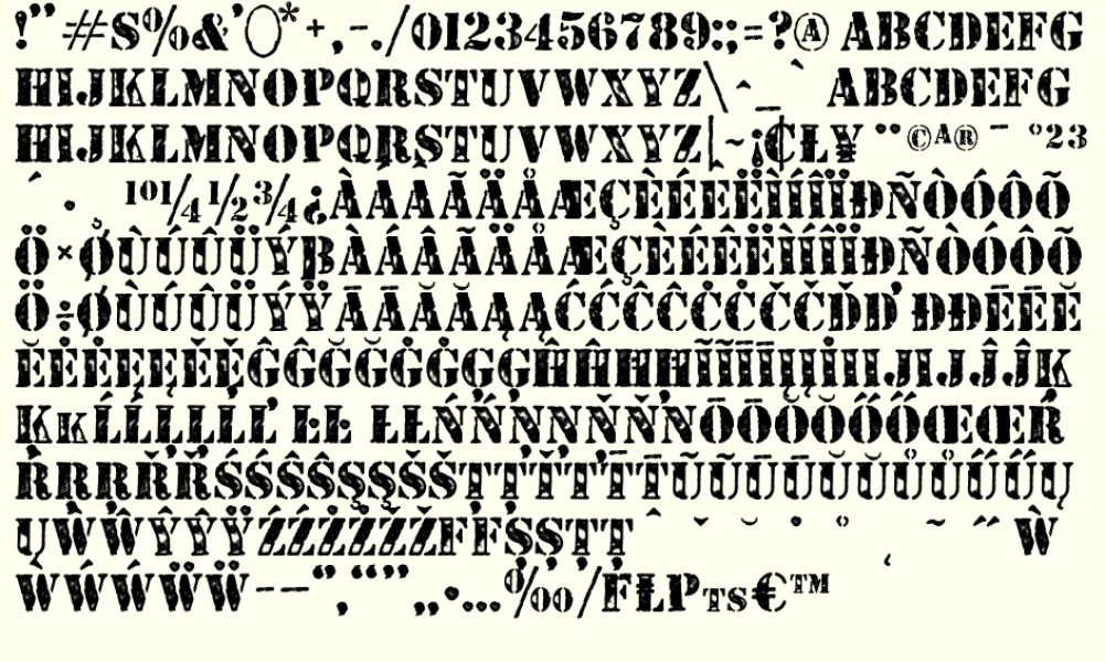 STENCILED PERSONAL USE Font preview 4