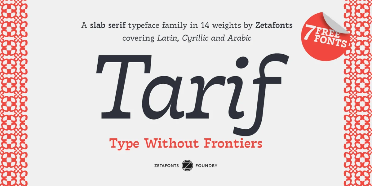 Tarif Arabic Font Family