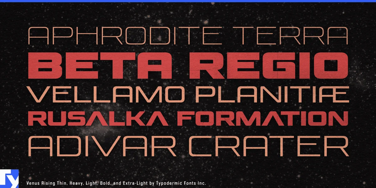 Venus Rising Font preview 2