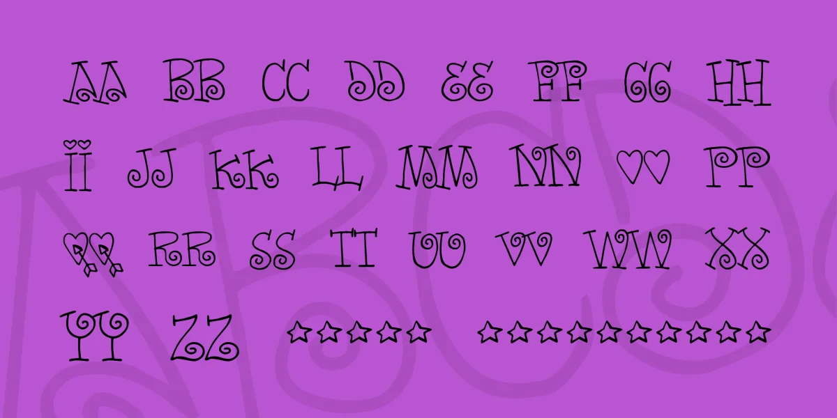 Words of love Font preview 2