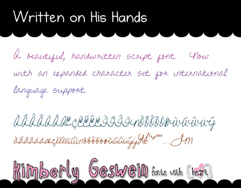Written on His Hands Font